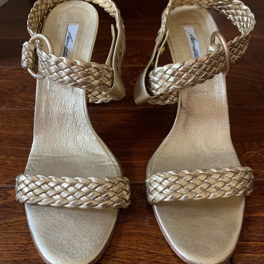 Brian Atwood gold braided metallic heels (40)